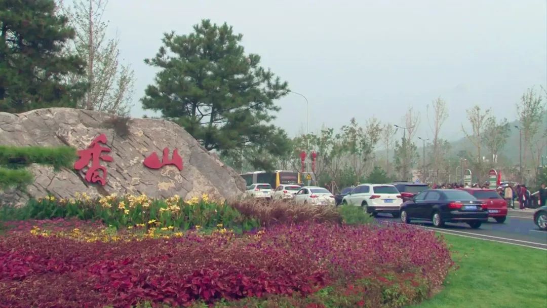 香泉环岛附近的1号停车场停车已经过半