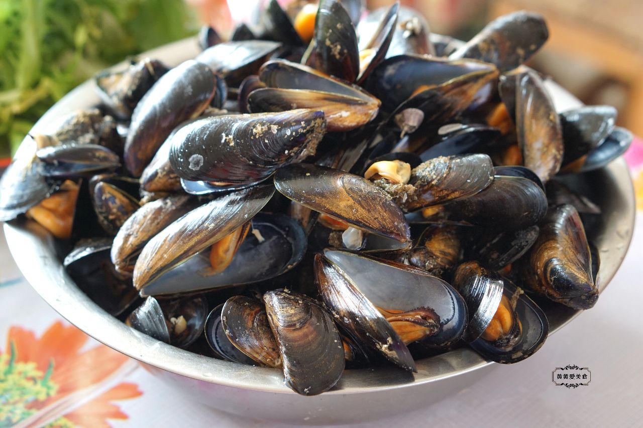 【白灼海虹蛤】将海虹蛤洗净,放入锅里,不放盐不放水,将蛤煮开口就