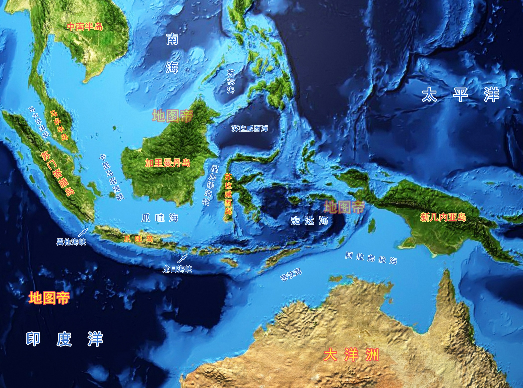 印度尼西亚地形图图片