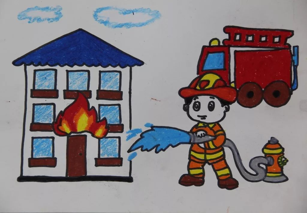 二年级消防绘画图片图片