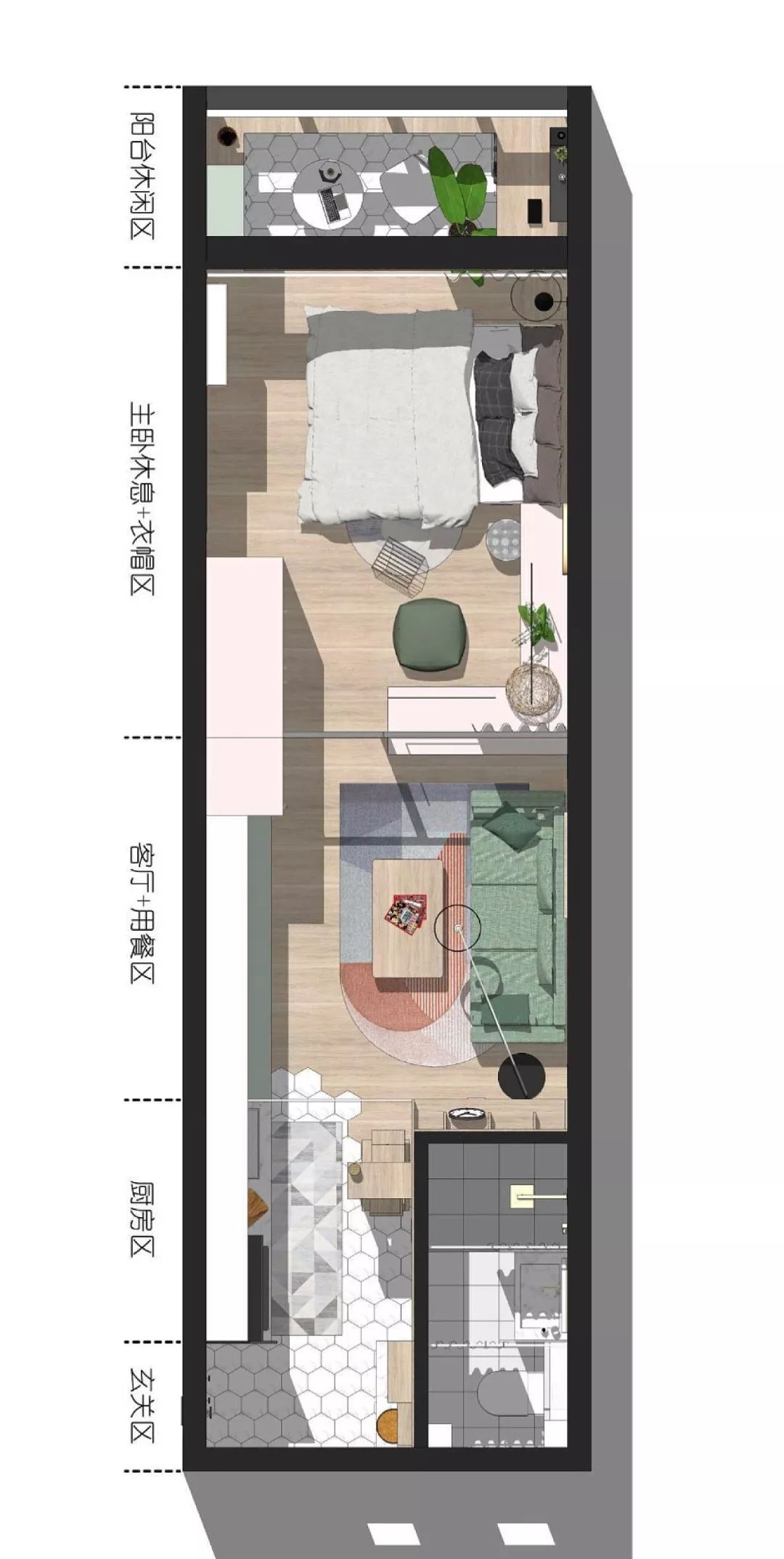 长方形单身公寓平面图图片