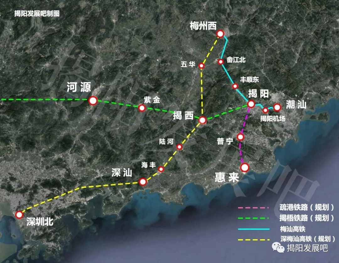 揭阳新铁路规划揭西设站途经梅州市河源市清远市肇庆市和广西梧州市