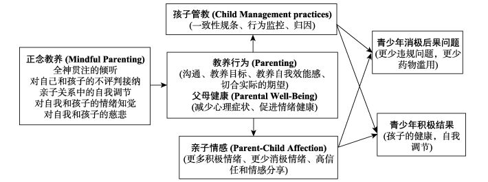 duncan 等人(2009a)在其正念教养 5 维度模型基础上阐释了正念教养与