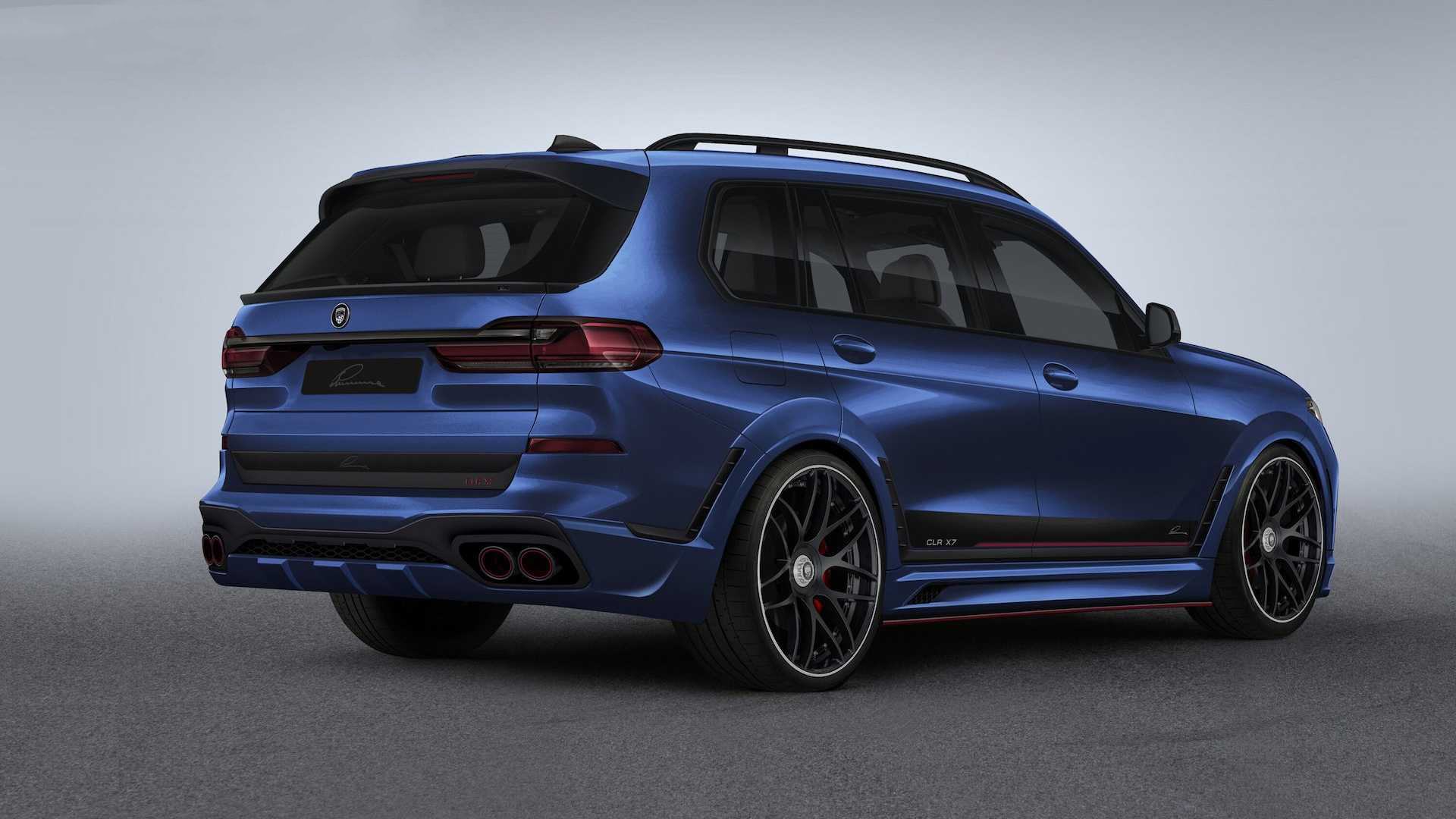 在车身外观套件方面,亮点众多,lumma在此时推出改装款宝马x7,是一个