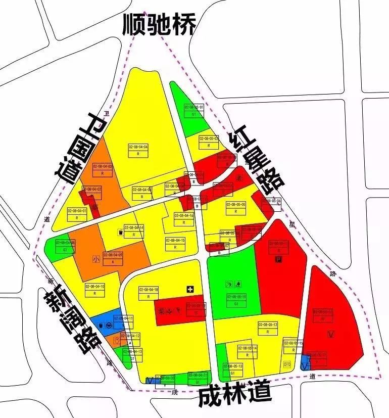 校區規劃圖中的住宅及商業用地,一宗緊鄰成林道,南側緊鄰河東第七中學