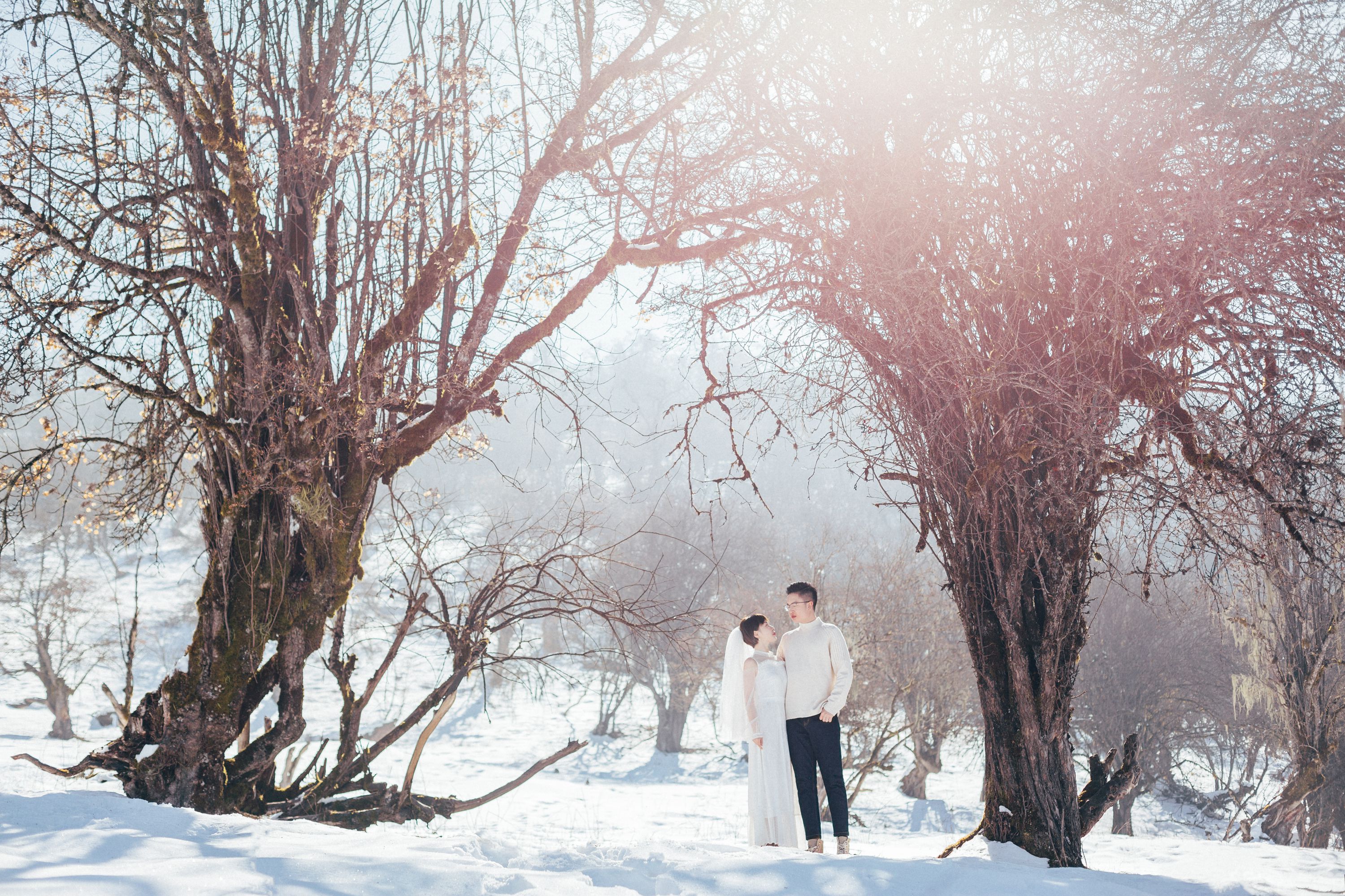 冬天雪景这么拍才好看,成都婚纱照