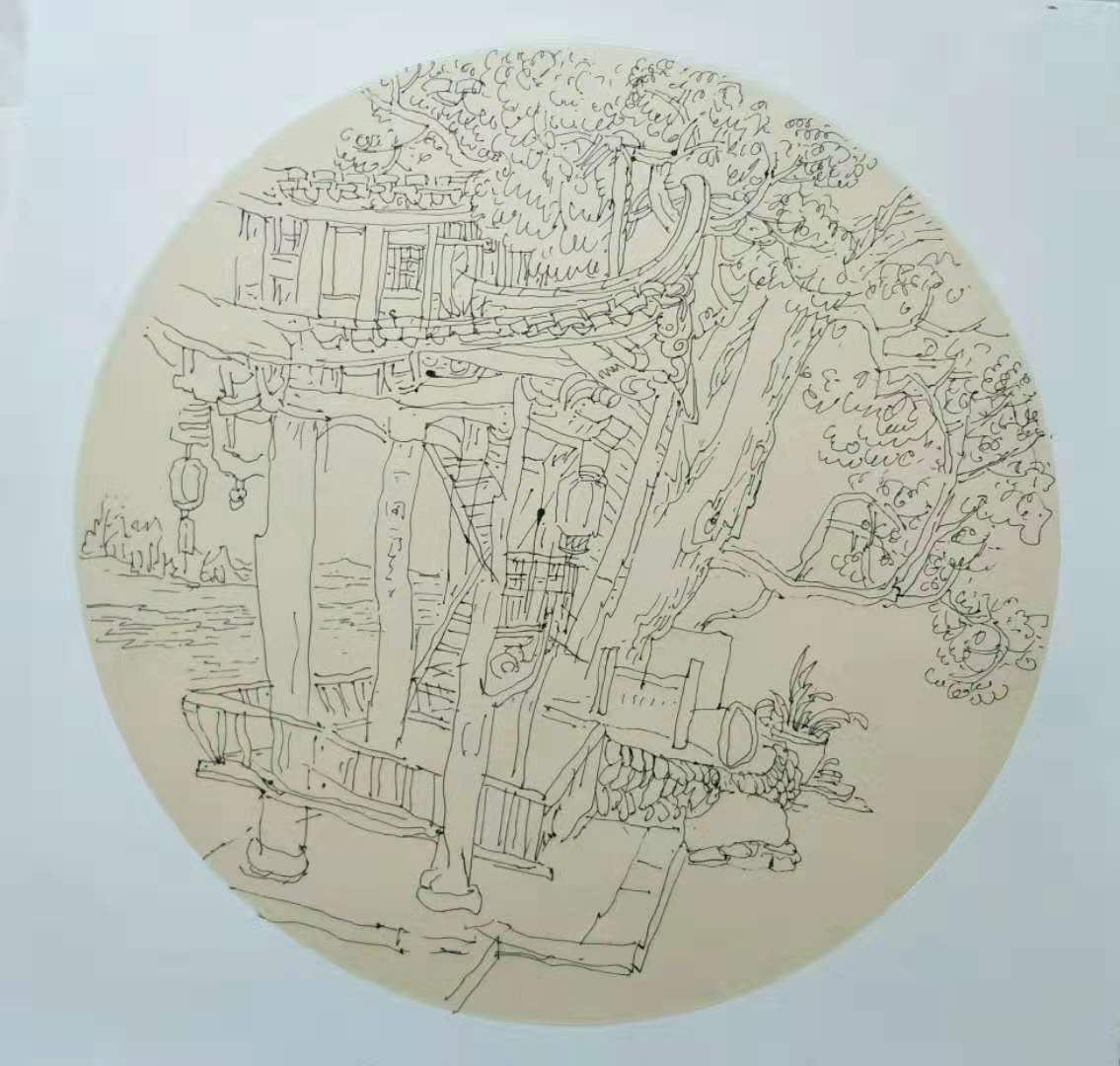 律动之美王习哲2019年9月古堰画乡线描速写欣赏