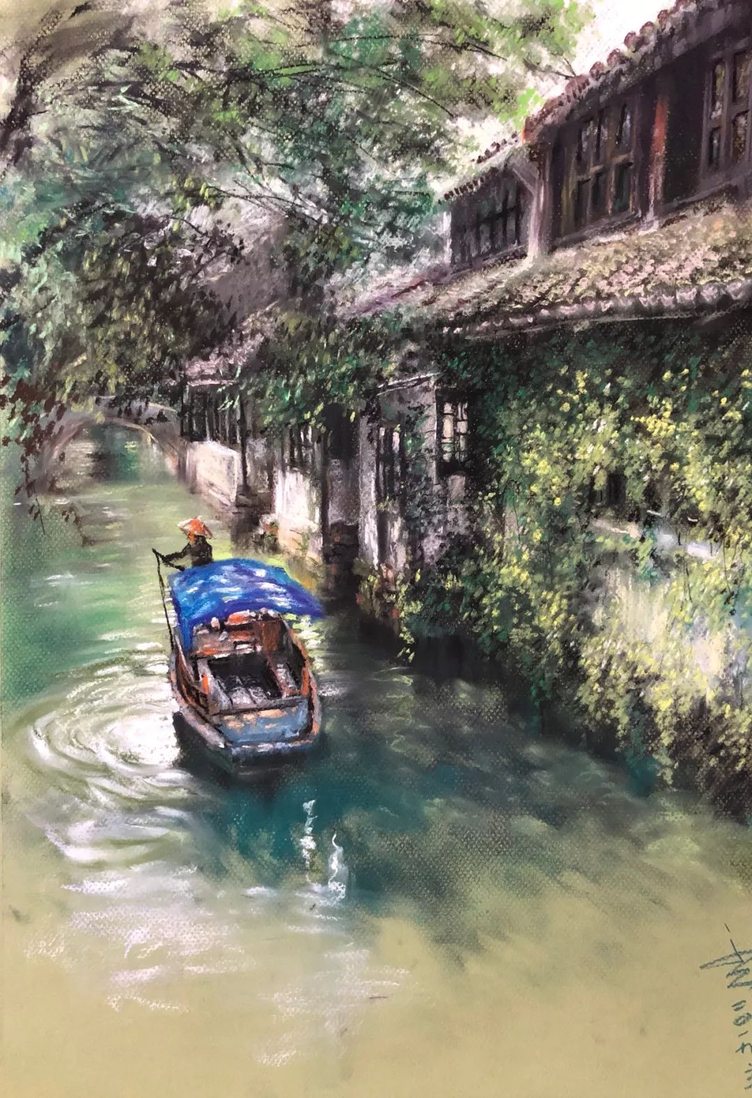 迷醉在江南水乡的梦中画家高兴色粉水彩画作品欣赏