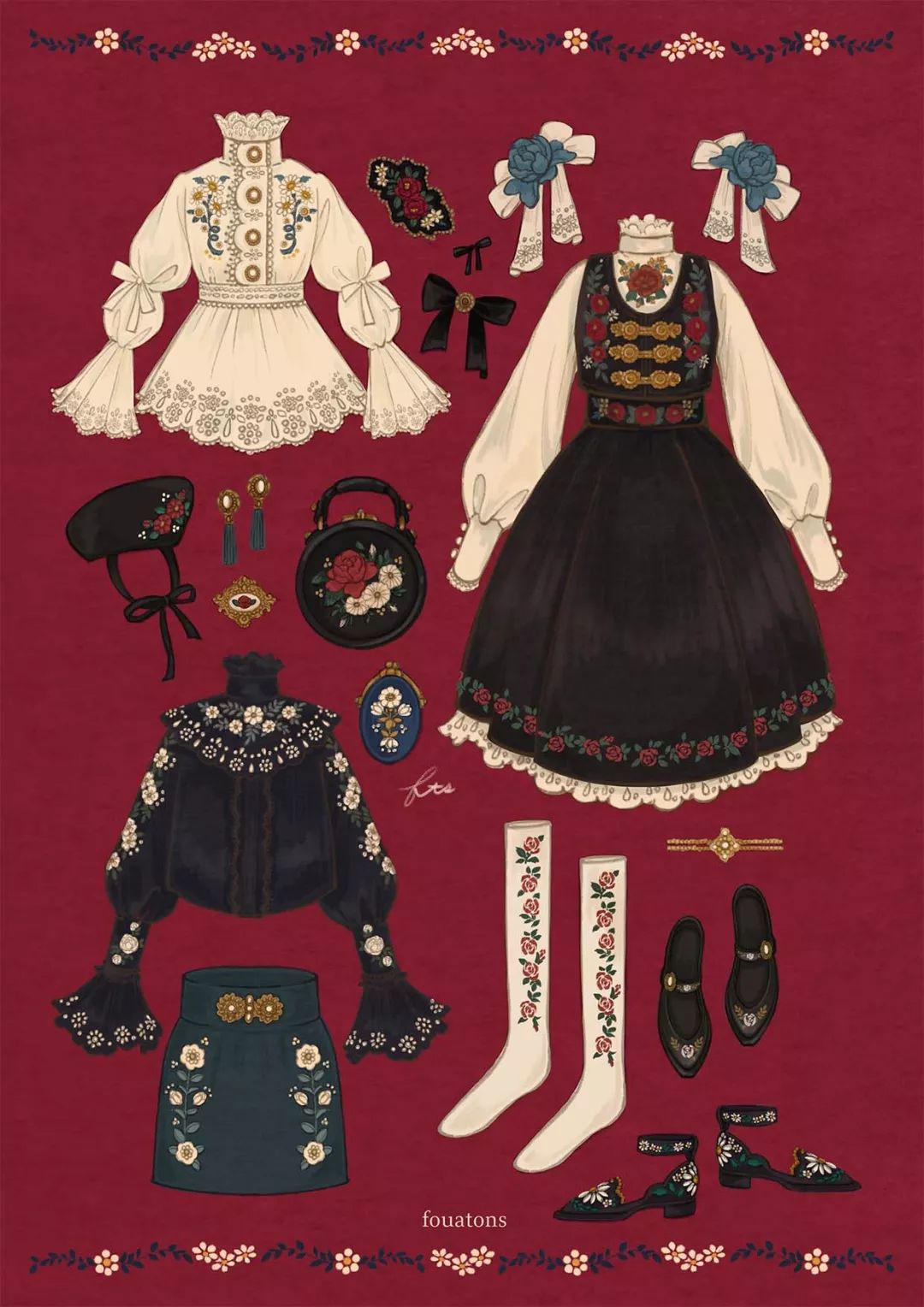 复古服饰穿搭素材打包分享