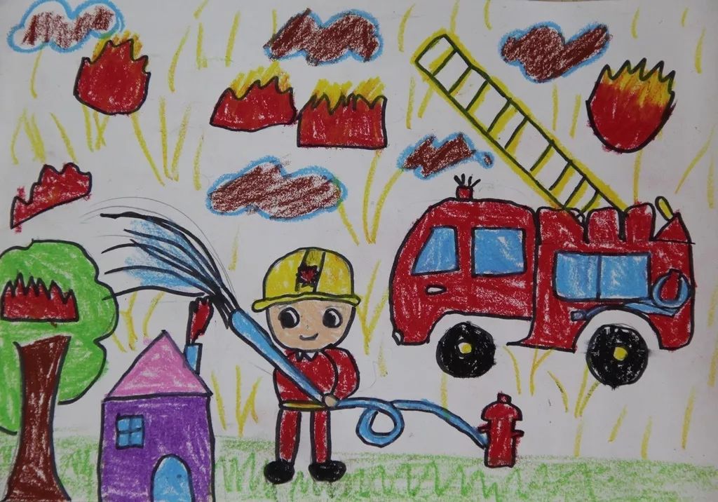 消防绘画题目命名图片