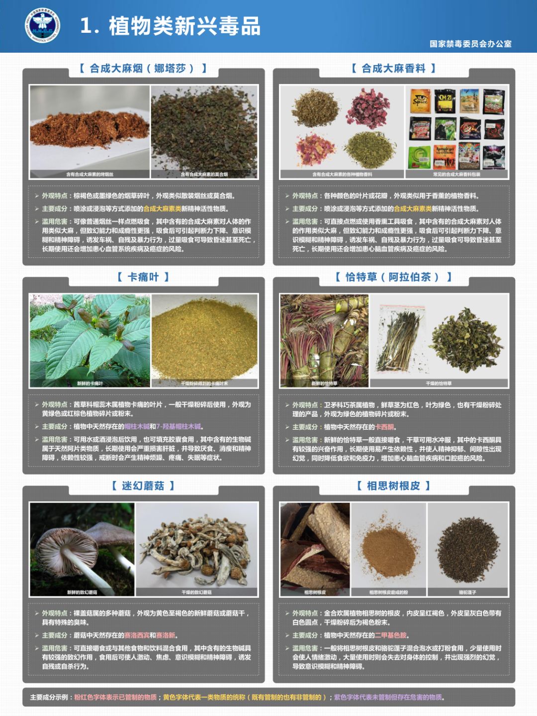 常見新興毒品的禁毒宣傳教育掛圖知識你懂了嗎