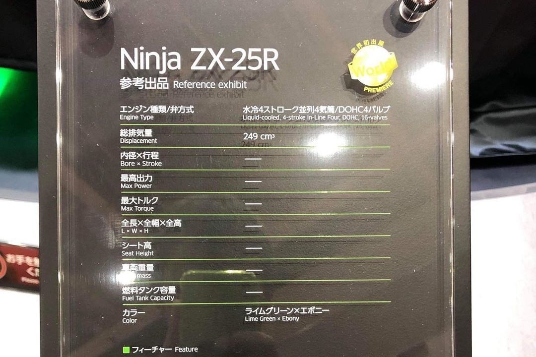 实锤来了！川崎四缸250 ZX-25R规格表展板曝光_搜狐网