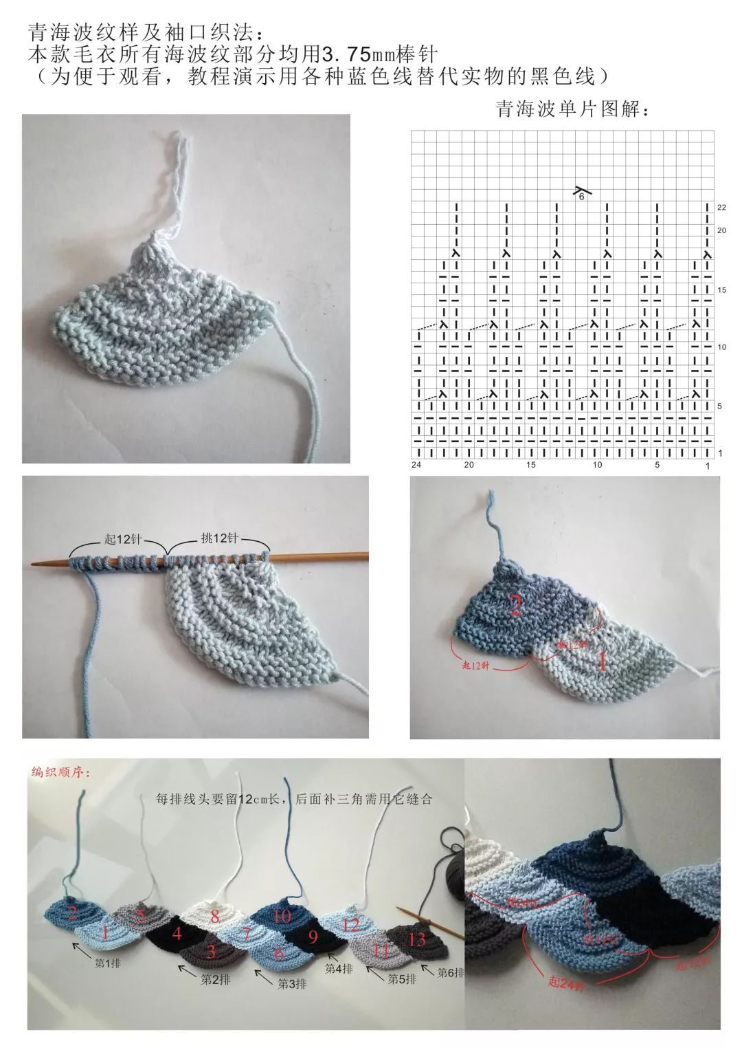 手工编织青海波元素毛衣毛线编织教程附图解