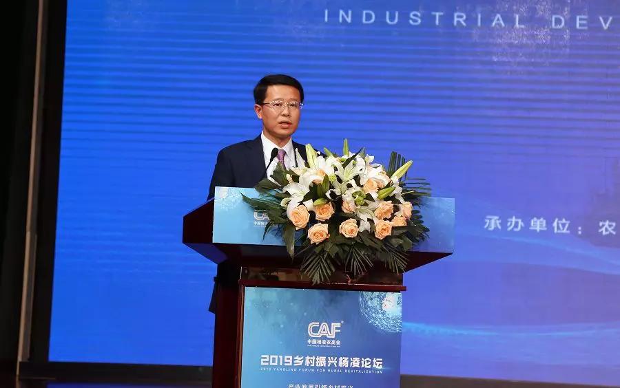 杨陵区委书记单舒平主持主旨演讲环节图为:杨陵区人民政府区长陈辉作