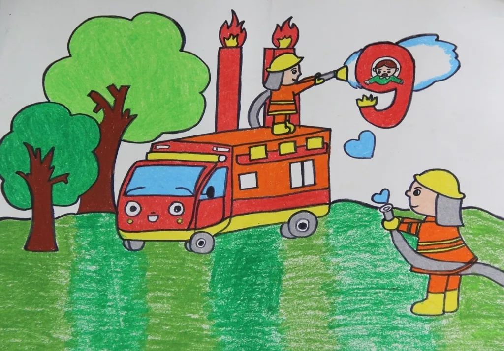 幼儿简单消防画 中班图片