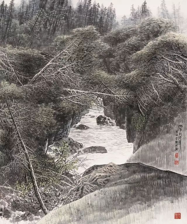 李刚国画作品山水美景