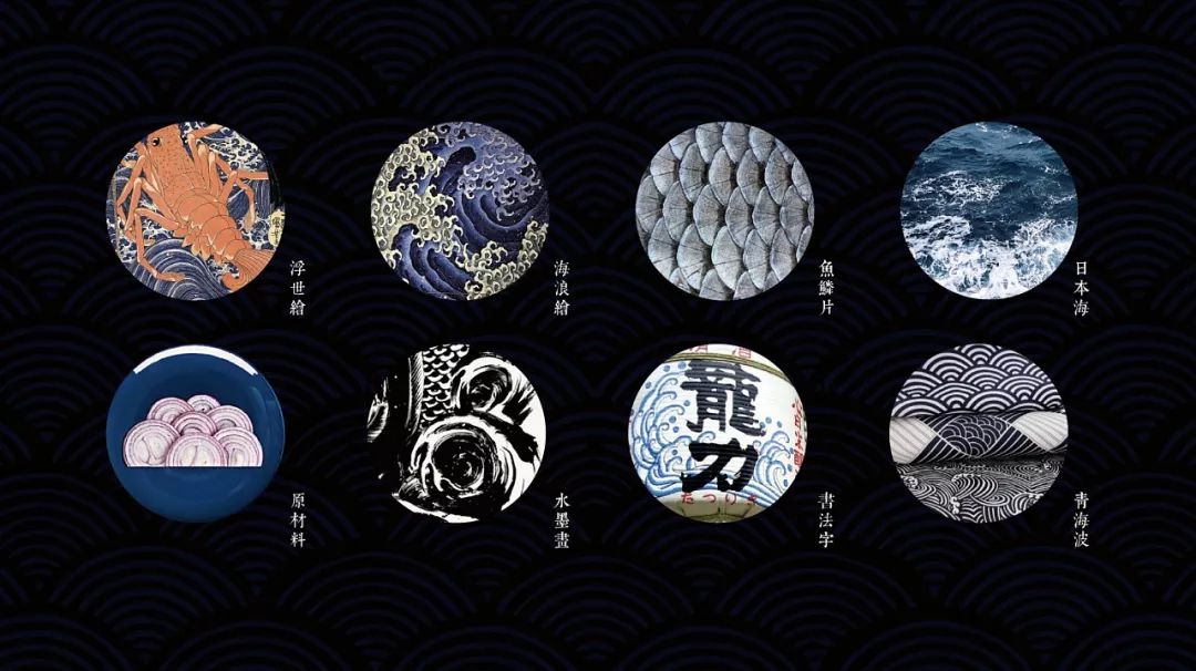 刻画细致以及青海波,书法字等元素到整套设计中品牌融入浮世绘,海浪绘