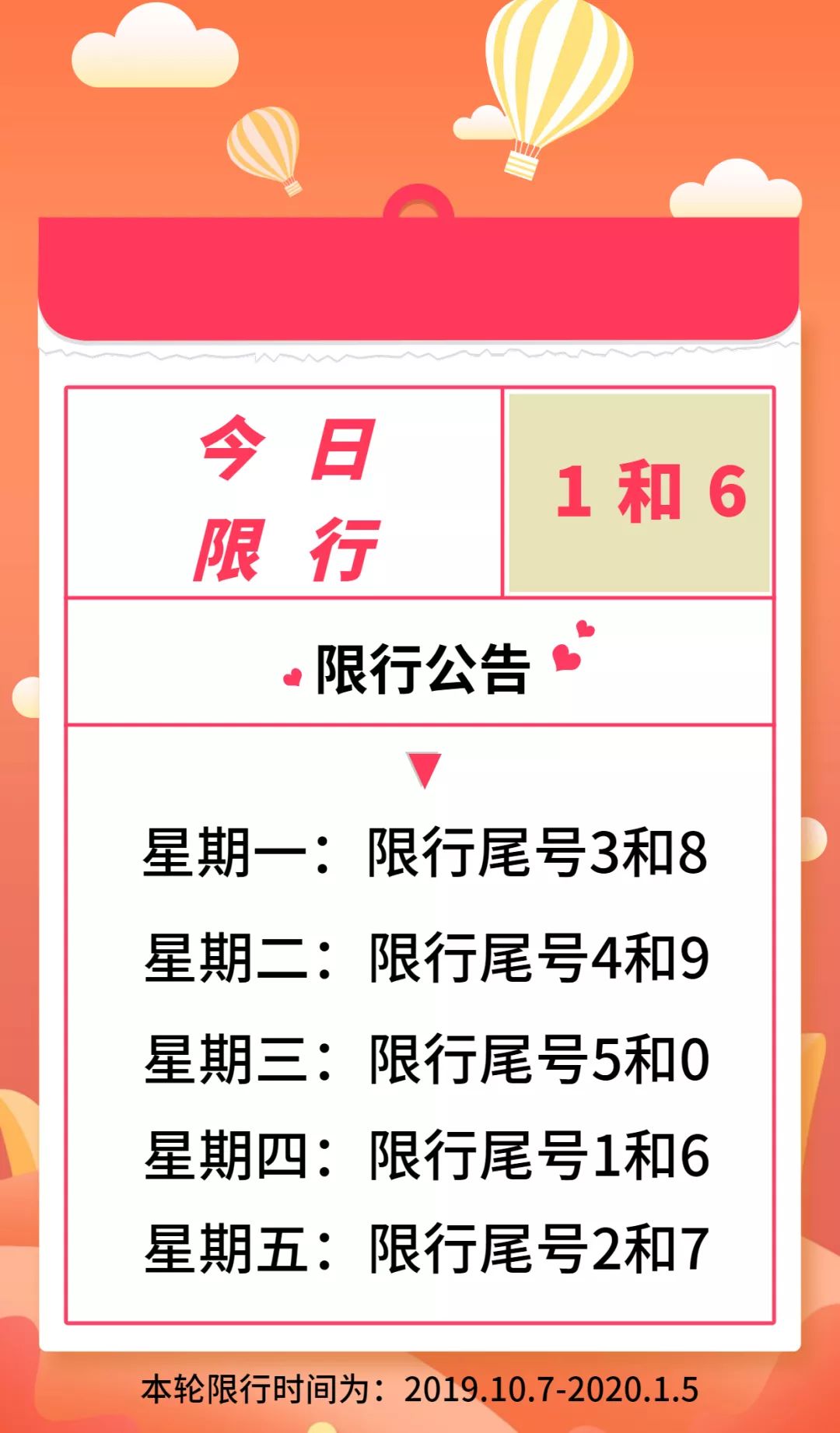 石家庄市主城区及下辖各县市区:限行尾号 1 和 6.