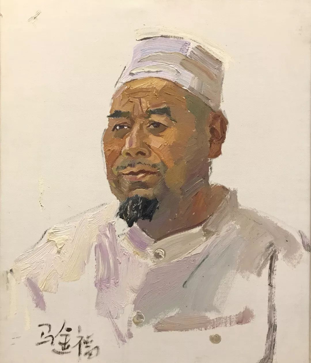 2016年《高原人1 王晓伟 布面油画 40×40cm 2019年《马金福 潘皓