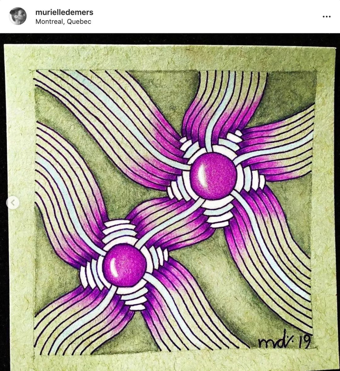 每天一张禅绕画:四瓣花环