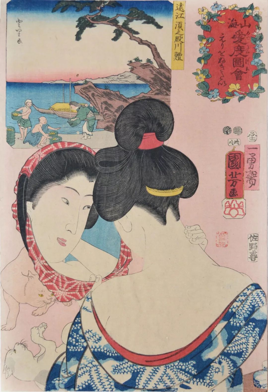 日本手工浮世绘春画卷图片