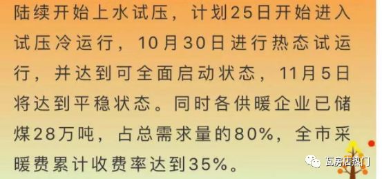 瓦房店今冬供暖时间公布