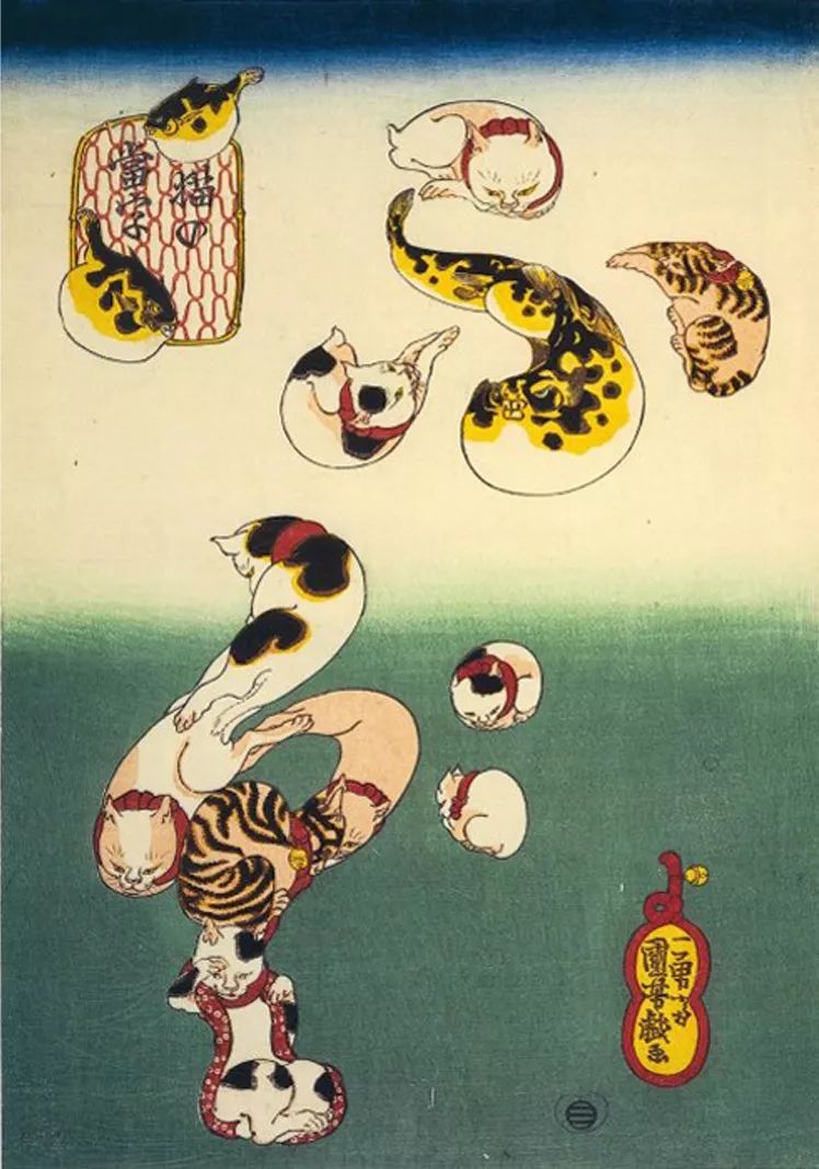 在爱猫达人,画家歌川国芳(utagawa kuniyoshi)的笔下,有时猫会变成广