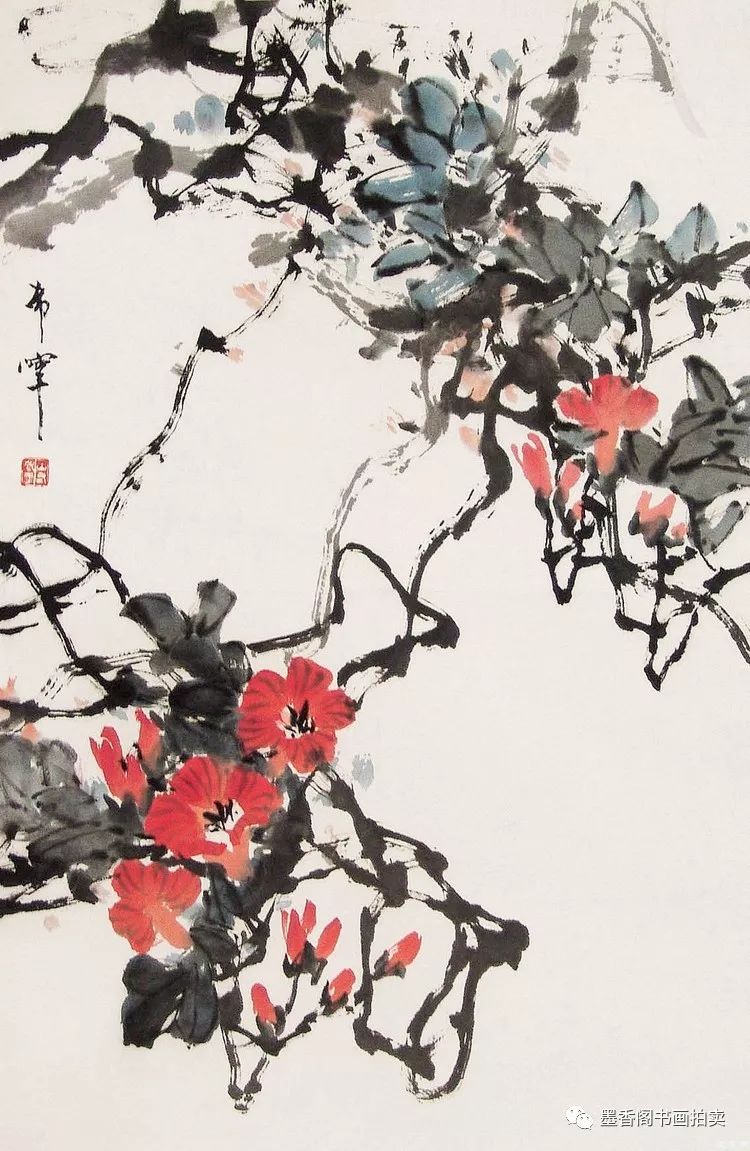 红花垂挂灿若云霞名家笔下的凌霄花
