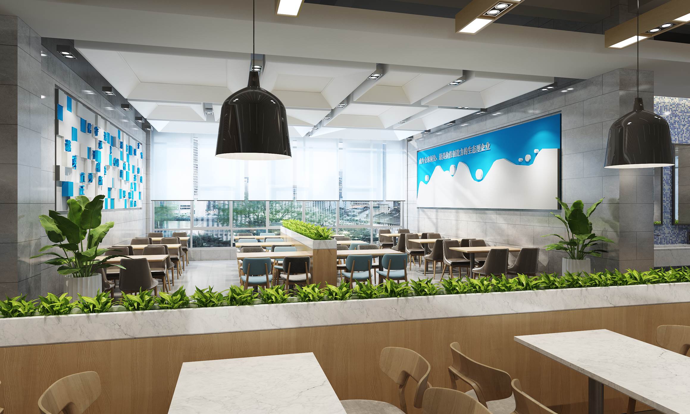 山水趣雅四季情真山鹰纸业员工餐厅设计