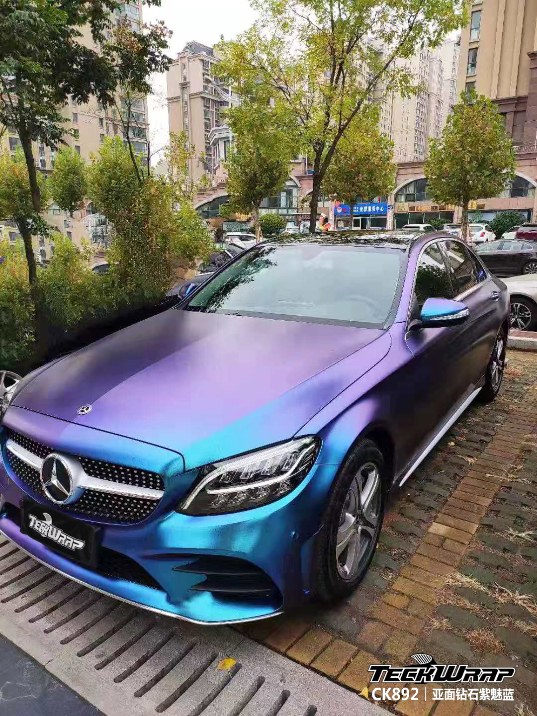 teckwrap秃鹰汽车车身改色贴膜进口ck892亚面钻石紫魅蓝奔驰c260l