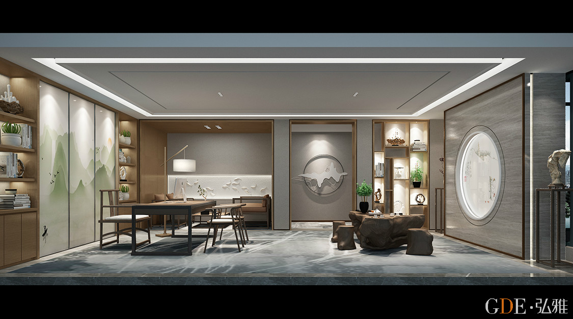 成都简约现代办公室装修设计_弘雅