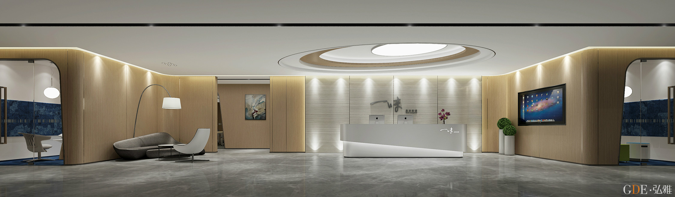 成都简约现代办公室装修设计_弘雅