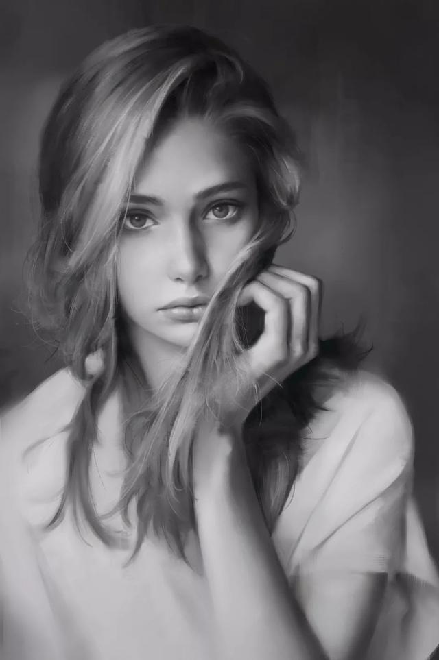 只用素描手法,就把女人画得这么传情_tim