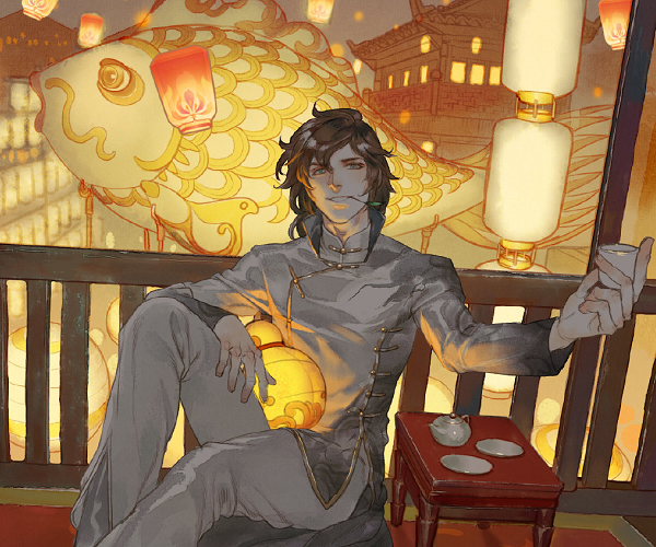 王者荣耀千灯之约海报王者无限男团的中国风装扮守约尾巴毛茸茸的