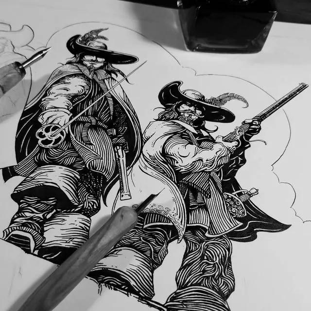 很规整严谨的线条,但是由这些线条所组成的画面却是霸气十足.