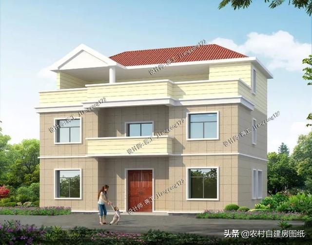 13×10m三层农村自建房,带堂屋9间卧室,简单朴素更长久