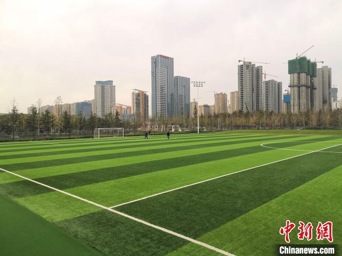 日照奥林匹克水上运动小镇足球公园场地 李京泽 摄中新网日照10月26日