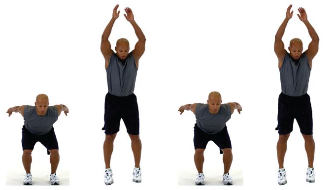 轻轻落地,保持最佳的关节排列,使用中等速度进行重复训练5团身跳1.