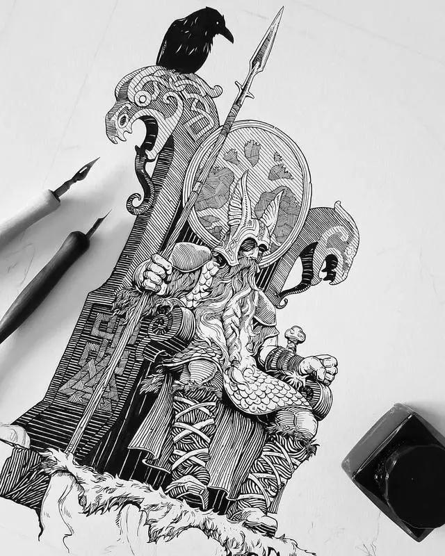 很规整严谨的线条,但是由这些线条所组成的画面却是霸气十足.