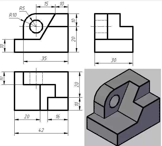 素材|三视图相关知识及素材 - 三视图标注尺寸 - 实验室设备网