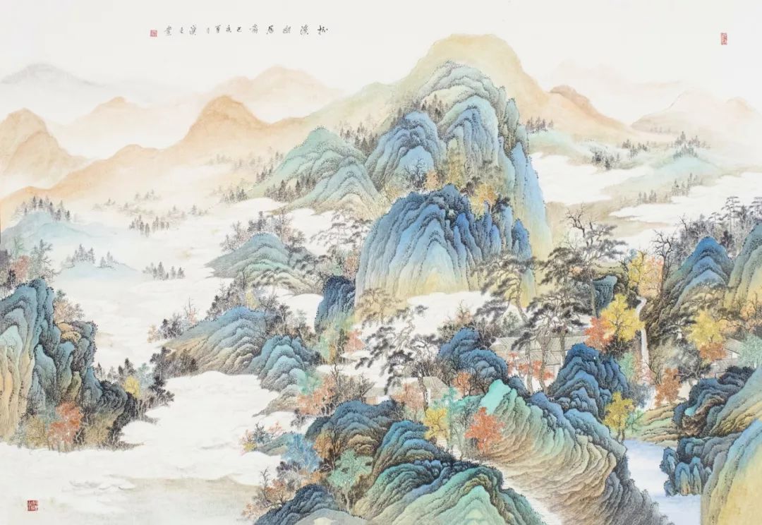 原创艺术中国张汉文青绿山水作品欣赏