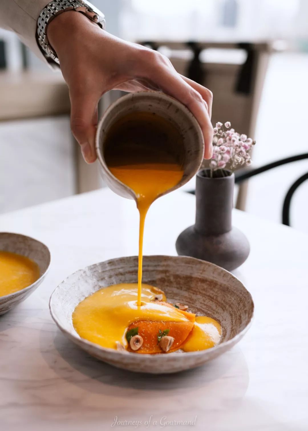 butternut squash soup hazelnut nutmeg gorgonzola