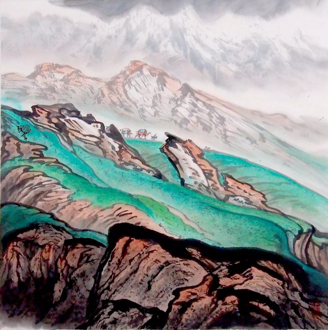 西域山水画家张云作品赏析