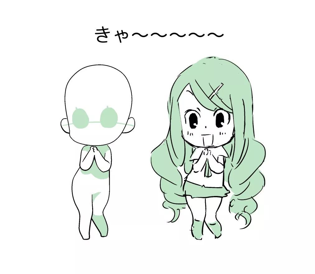 绘画素材超萌的q版人体动态赶紧练习一发