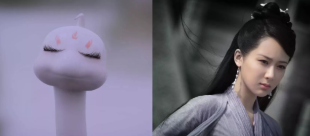 同样是现出原形鞠婧祎灵动白素贞唯美而她秒变小蝌蚪