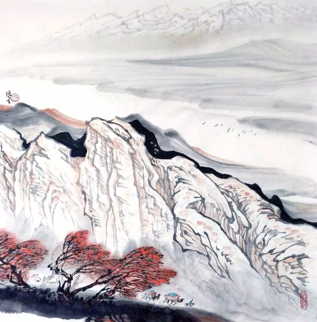 西域山水画家张云作品赏析