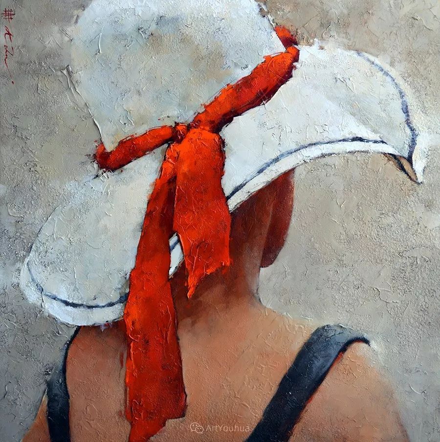 具象绘画中戴帽子的女子韵味十足俄罗斯画家andrekohn