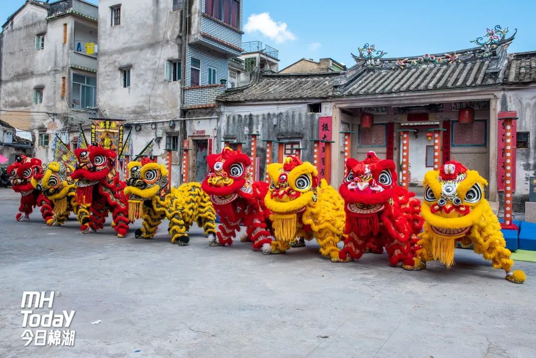并在棉湖郭氏大楼进行表演,古色古香的潮汕建筑,精彩绝伦的舞狮表演