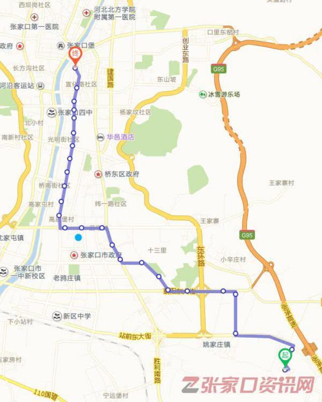 张家口11路车路线图图片