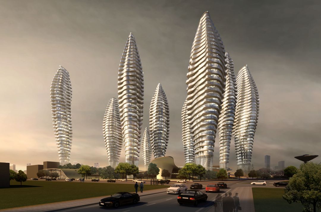 素材异形建筑这样的出图效果还真是难为我